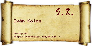 Iván Kolos névjegykártya